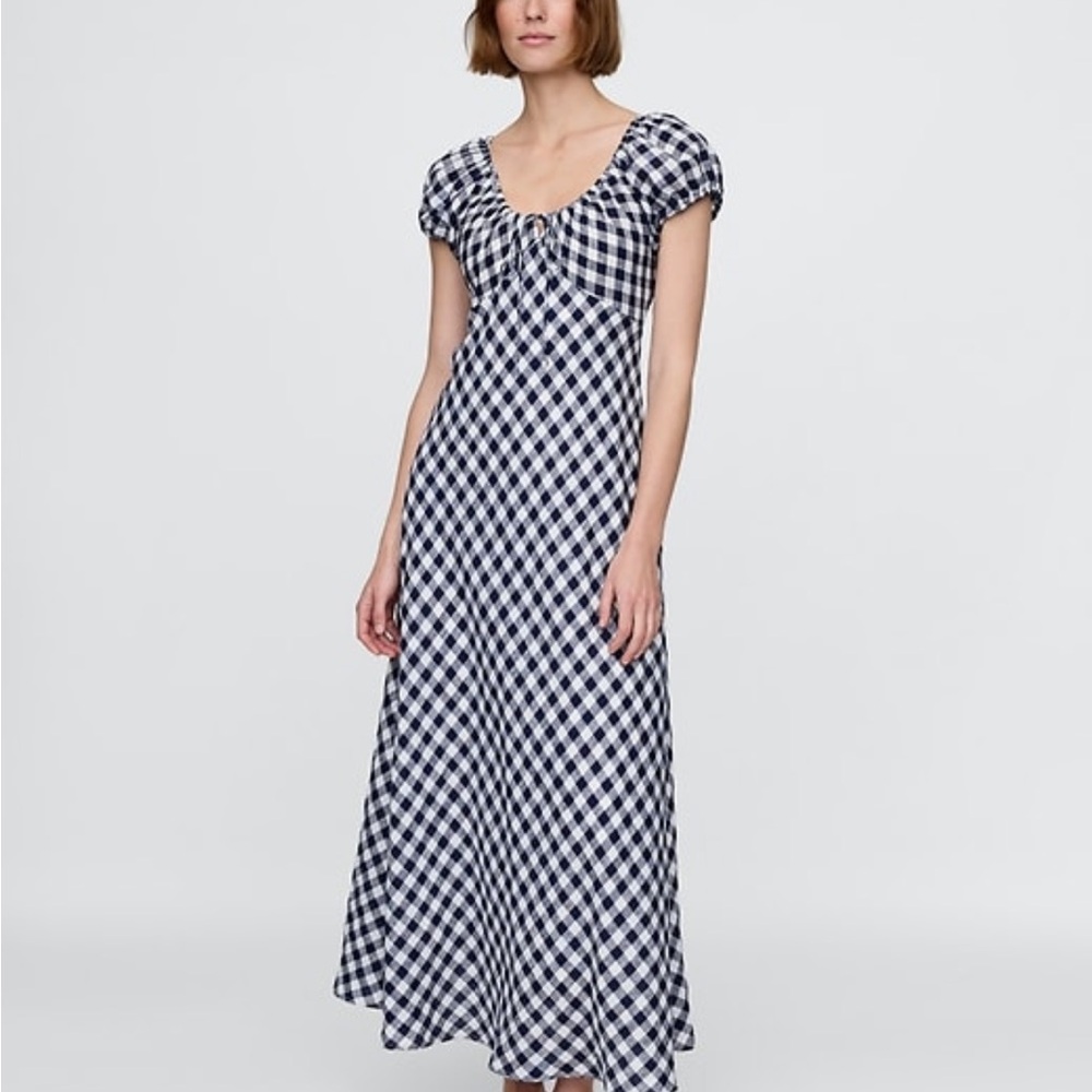 Gap x DOEN 100% Linen Gingham Checkered Midi Dress size M / SOLD OUT